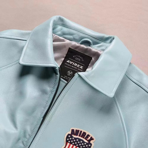 Veste en cuir AVIREX pour hommes, vente chaude, logo personnalisé, veste d'hiver en cuir d'agneau AVIREX pour hommes, haute qualité, réversible, respirante - Product Image 4