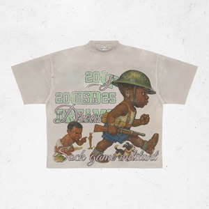 Camiseta de Mujer con Lavado Ácido, 240 GSM, Algodón Premium, Talla Grande, Beige, Estampado Gráfico, Logotipo Personalizado, Estilo Vintage, Transpirable - Product Image 3