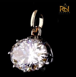 Pendentif en diamant ovale de 3 carats cultivé en laboratoire, clarté VVS2, couleur DEF, accent en rhodium noir, griffes en argent massif, bijoux fins personnalisés - Product Image 2