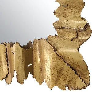 Art Deco Gold Plated <b>Rectangle</b> <b>Wall</b> <b>Mirror</b> Abstract Irregularity Design Home Decor Living Room Single-piece Package - Product Image 4