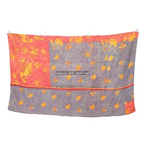 New Design Vintage Gudri Kantha <b>Throws</b> Reversible Recycle Blankets Indian Reversible Hand Stitched Heavy <b>Throw</b> Old Sari Blanket - Product Image 4