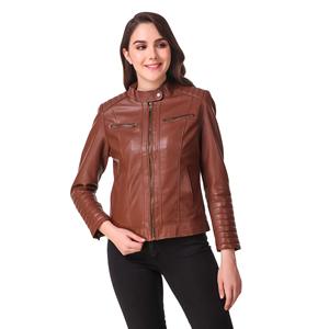 2026 New Arrival Fashion Leather Jacket for Women Lady Jacket Slim Fit Pure Color Thin Suit Large <b>Standing</b> Collar Leather Jacket - Product Image 3