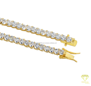 สร้อยข้อมือเทนนิสเพชรโมอิสซาไนต์ VVS ดีไซน์ใหม่ เงินแท้ 925 ชุบทอง 14k ชุบทองคำสีกุหลาบ เหมาะสำหรับเป็นของขวัญหรือใส่ไปงานปาร์ตี้ - Product Image 4