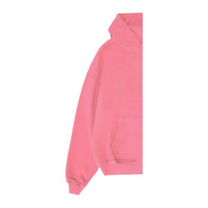 Sweat à capuche d'hiver pour femme 100% coton molletonné écologique respirant coupe-vent brodé surdimensionné avec logo frontal uni bleu foncé OEM - Product Image 6