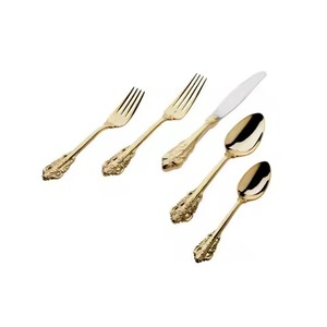 Juego de cubiertos Royal Brass con acabado dorado, colección de utensilios de comedor, decoración de mesa premium para bodas - Product Image 1