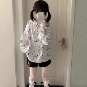 เสื้อฮู้ดผู้หญิงคุณภาพระดับมืออาชีพ ลายการ์ตูนแมวน่ารัก แจ็คเก็ตพิมพ์ลายสไตล์ Y2k สวยงามทันสมัย ป้องกันแสงแดด มีซิป เสื้อผู้หญิง - Product Image 1