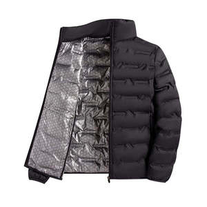 Chaqueta Acolchada Azul Marino para Hombre, Cuello Alto, Cierre de Cremallera, Relleno de Fibra de Poliéster, Ropa de Abrigo Cálida para Invierno, Estilo Casual, Corte Regular - Product Image 3