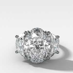 3 CT Oval IGI Lab Grown Diamond Three Stone <b>Ring</b> 10K 14K 18K Solid Gold 925 Silver Half <b>Moon</b> Accent Engagement <b>Ring</b> Wholesale - Product Image 4