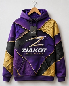 Sweat-shirt de sport personnalisé en gros, style papier déchiré, motif 3D violet et or, de l'industrie Ziakot du Pakistan - Product Image 1