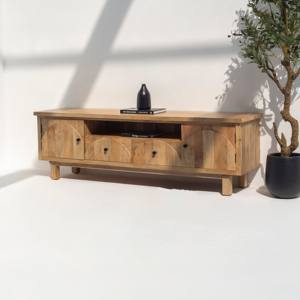 Mueble de TV de Madera Merino Vandana Novara, Consola de Entretenimiento Minimalista de Madera Sólida Moderna - Product Image 5