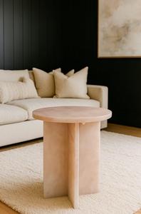 Luxury Pink Onyx Stone Round Side Table | Modern Marble Accent Table | Solid Pedestal Coffee Table for Living Room Decor - Product Image 3