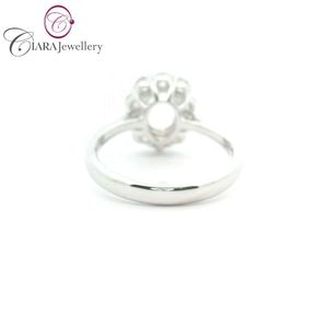 En gros 18K Classique Prong Set Bague En Or Blanc Montage Véritable Diamant Naturel 7.5x5.5mm Forme Ovale Élégant Fine Bagues De Fête De Mariage - Product Image 3