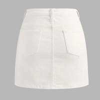 Jupe en jean mi-longue à taille haute et fente irrégulière boutonnée pour femme, style streetwear léopard, 100 % coton, respirante, idéale pour l'été