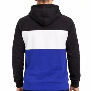 Sweat à capuche pour homme avec empiècements contrastants, poche kangourou, coupe décontractée, personnalisable OEM - Product Image 2