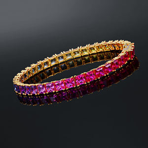 กำไลข้อมือเทนนิสแบบฮิปฮอป AMBER JEWELS ทองคำ 18K แท้ ประดับด้วยพลอยธรรมชาติเจียระไนแบบบริลเลียนท์ ได้รับการรับรองจาก IGI ตัวเรือนแบบ Claw Setting เหมาะสำหรับงานแต่งงานแบบคลาสสิก - Product Image 1