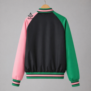 HMR Custom Made Alpha Kapa Greek Sororiy 100% Polyester Satin Varsity Jacket Breathable <b>Stand</b> Embroidery Wholesale for Men Women - Product Image 3