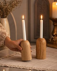 Porte-bougie en bois fait à la main, respectueux de l'environnement, résistant à la chaleur, support de bougie pour Noël, Pâques, la Saint-Valentin - Product Image 1