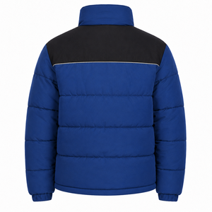 Custom Logo Thick Color Block Streetwear Mens Puffer Coat Warm Polyester Padding Stand Collar Zipper Closure Winter Jacket - Product Image 5