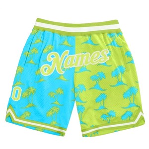 Shorts décontractés pour hommes en maille respirante, motif palmier vert et or, imprimé par sublimation, taille élastique, style streetwear - Product Image 4