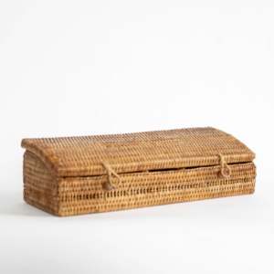 Storage <b>box</b> caddy for teabag coffee packet woven rattan caddies afternoon <b>tea</b> <b>box</b> lid basket - Product Image 2