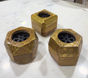 Decorative Brass Incense <b>Burner</b> Set With Shell Inlay Tray And Candle Holder Aromatic Use All-Season Eastern Style Ware Set - Product Image 3
