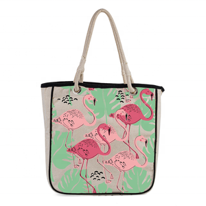 Customized Design Logo Recycled Organic Canvas <b>Tote</b> <b>Beach</b> Cotton <b>Bag</b> with Rope Handle and Eyelet - Product Image 2