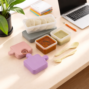 Kids School Lunchbox Silicone Container | Kinder Lunch Box Plastic <b>Storage</b> | <b>Kitchen</b> Items Food Box for Home & <b>Kitchen</b> Use - Product Image 1