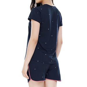Conjunto Deportivo de 2 Piezas para Mujer, Camiseta de Manga Corta y Pantalones Cortos con Diseño de Puntos de Diamantes de Imitación, Tejido de Poliéster de Secado Rápido, Primavera Verano - Product Image 4