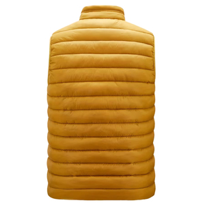 Gilet matelassé homme couleur moutarde, chaud pour l'hiver, doublé polaire, col montant, fermeture éclair intégrale, sans manches, respirant, style streetwear - Product Image 2