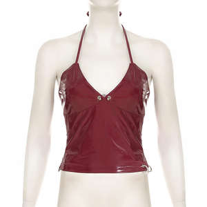 Top Corto Halter para Mujer, Transpirable, Verano, Estampado Digital, Tejido de Spandex/Poliéster - Product Image 5