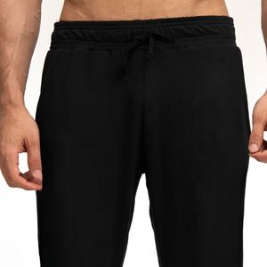 Pantalon de jogging décontracté en coton noir pour homme, taille haute élastique avec cordon de serrage, séchage rapide, coupe droite, vente en gros - Product Image 2