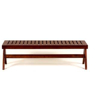 Banco de Comedor de Exterior Estilo Pierre Jeanneret, de Madera Maciza, con Patas en V y Asiento de Ratán, Diseño Moderno de Mediados de Siglo, Duradero, Artesanal, para Hotel, Venta al Por Mayor - Product Image 2