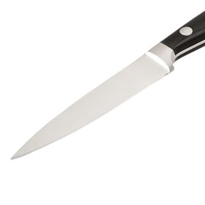 Couteaux d'office de cuisine à manche noir avec lame droite argentée et pointe, poignée triple rivet pour couper les fruits et légumes - Product Image 3