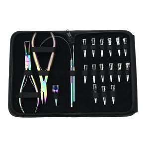 Kit d'outils d'installation d'extensions capillaires : Pince à micro-perles, Pince à sertir plate, Crochet de tirage de cheveux, Pinces à boucles - Product Image 1