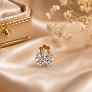 14K Solid Gold Flat <b>Diamond</b> nosepin Stud Cartilage Gold Tragus Daith Stud Nose Pin <b>Ring</b> Piercing Jewelry At Prabhakar Djewels - Product Image 1