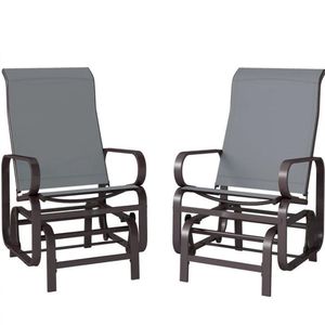 Set di Due Sedie a Dondolo Scorrevoli Grigie per Esterni, Ideali per Patio e Cortile - Product Image 6