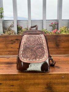 Nouveau fait à la main élégant en cuir véritable sac à dos en cuir de vachette Western usiné à la main en cuir femmes conception sacs vente chaude sac à dos Durable - Product Image 3