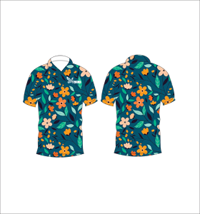 เสื้อโปโลฮาวายแบบกำหนดเอง ระบายอากาศได้ดี น้ำหนักเบา เหมาะสำหรับทีมกอล์ฟ แขนสั้น พิมพ์ลายดอกไม้ด้วยเทคนิค Sublimation - Product Image 1