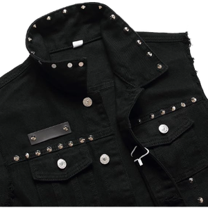 เสื้อกั๊กยีนส์ผู้ชาย SBEA IMPEX ประดับเพชร แต่งขาด ทรงเข้ารูป แห้งเร็ว ป้องกันรังสียูวี สไตล์วินเทจลำลอง สีทูโทน สำหรับฤดูใบไม้ร่วง - Product Image 3