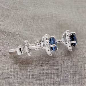 Boucles d'oreilles clous en saphir, argent sterling 925, plaqué or rhodié, certifiées IGI, bijoux ethniques bleu Ceylan, cadeau pour femme, vente en gros pour fêtes - Product Image 2