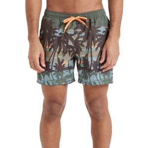 Shorts de plage décontractés pour hommes, respirants, infroissables, en toile de polyester, à taille mi-haute, avec cordon de serrage et logo personnalisé imprimé numériquement sur le devant - Product Image 6