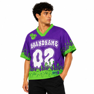 Camisetas de fútbol americano de malla con gráficos personalizados de moda, OEM, sublimación, estilo urbano, ropa deportiva de gran tamaño, camisetas de fútbol. - Product Image 3