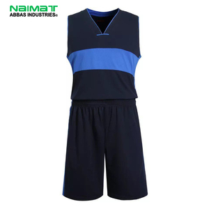Custom Navy Blue Basketball Kit Sublimated Two Tone Sleeveless Mesh Jersey and Shorts <b>Set</b> Mens Match Day Wear - Product Image 1