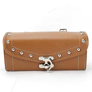 Bolsa de herramientas de motocicleta de cuero auténtico, bolsa de herramientas Vintage hecha a mano con correas de hebilla, alforja impermeable de cuero auténtico - Product Image 1