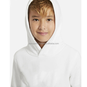 เสื้อฮู้ดแบบสวมหัวสำหรับเด็กสีขาวพร้อมกระเป๋าสำหรับใส่วิ่งฤดูหนาว - Product Image 4