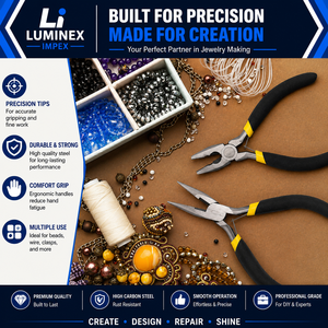 LUMINEX IMPEX LUB=113 Alicates de punta larga de acero inoxidable ligeros y lisos para pulir y fabricar joyas, ideales para hacer pulseras DIY - Product Image 6