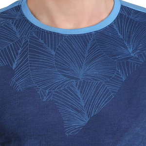 เสื้อยืดลำลองผู้ชายสีน้ำเงิน แขนสั้น คอกลม ผ้าถัก ทรงปกติ สีพื้น ลายเรขาคณิต พิมพ์ลาย - Product Image 6