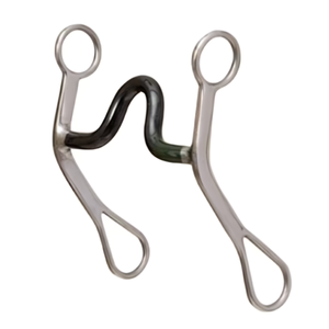 Bocado de acero inoxidable para caballo con boquilla de goma negra para equitación, bocados resistentes y ligeros para caballos - Product Image 1