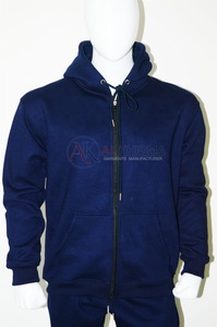 เสื้อฮู้ดดี้ผู้ชายสีน้ำเงินกรมท่า ผ้าฝ้าย 100% 350 GSM ซิปยาวเต็มตัว มีกระเป๋าหน้า พร้อมตัวเลือกสกรีนโลโก้ ทรงปกติ - Product Image 2