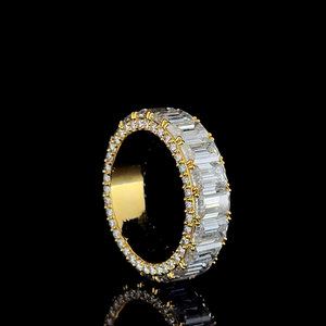 Luxury Emerald Cut Moissanite Full Eternity Band <b>Ring</b> 925 Sterling <b>Silver</b> Gold Plated Unisex <b>Wedding</b> Engagement <b>Ring</b> Sizes 5-12 - Product Image 4